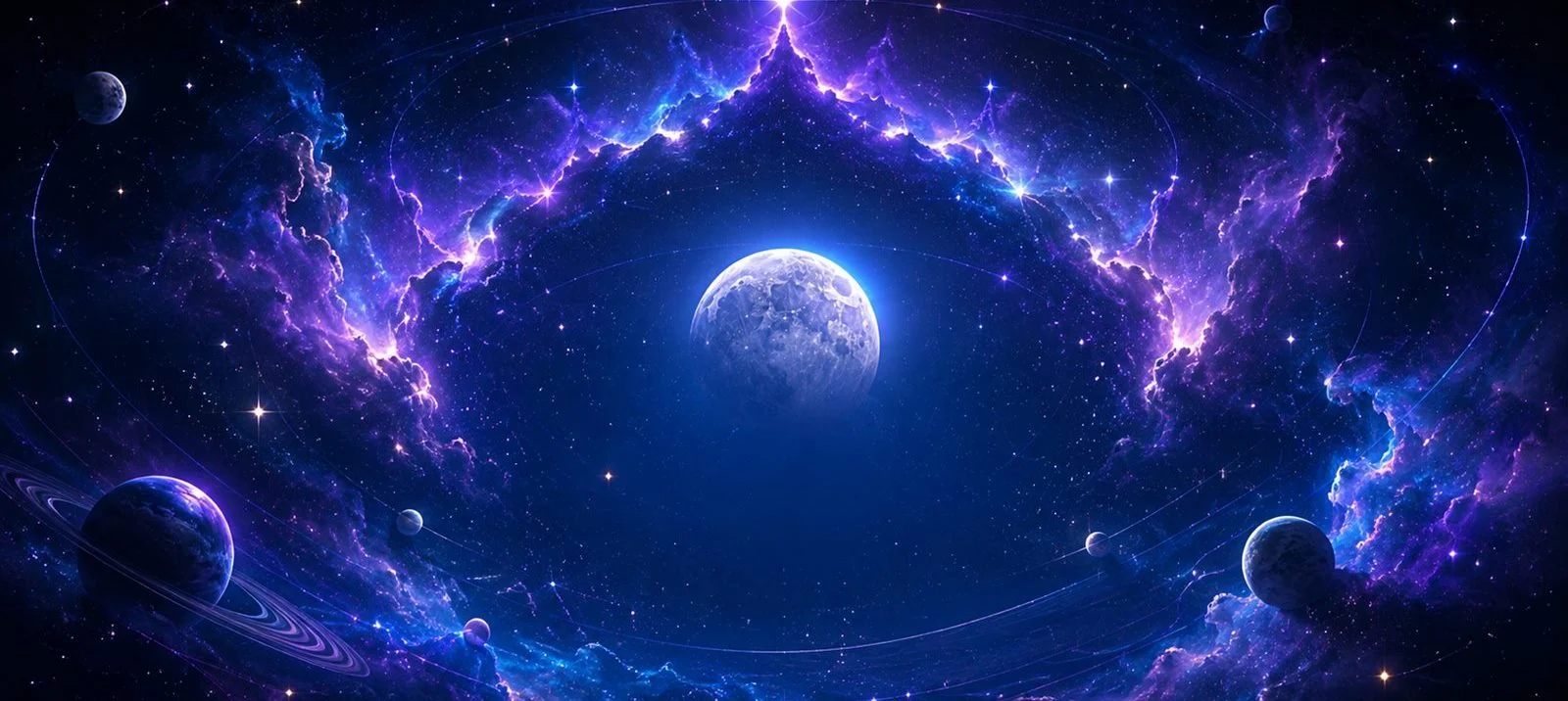 Une lune au cœur d’une nébuleuse