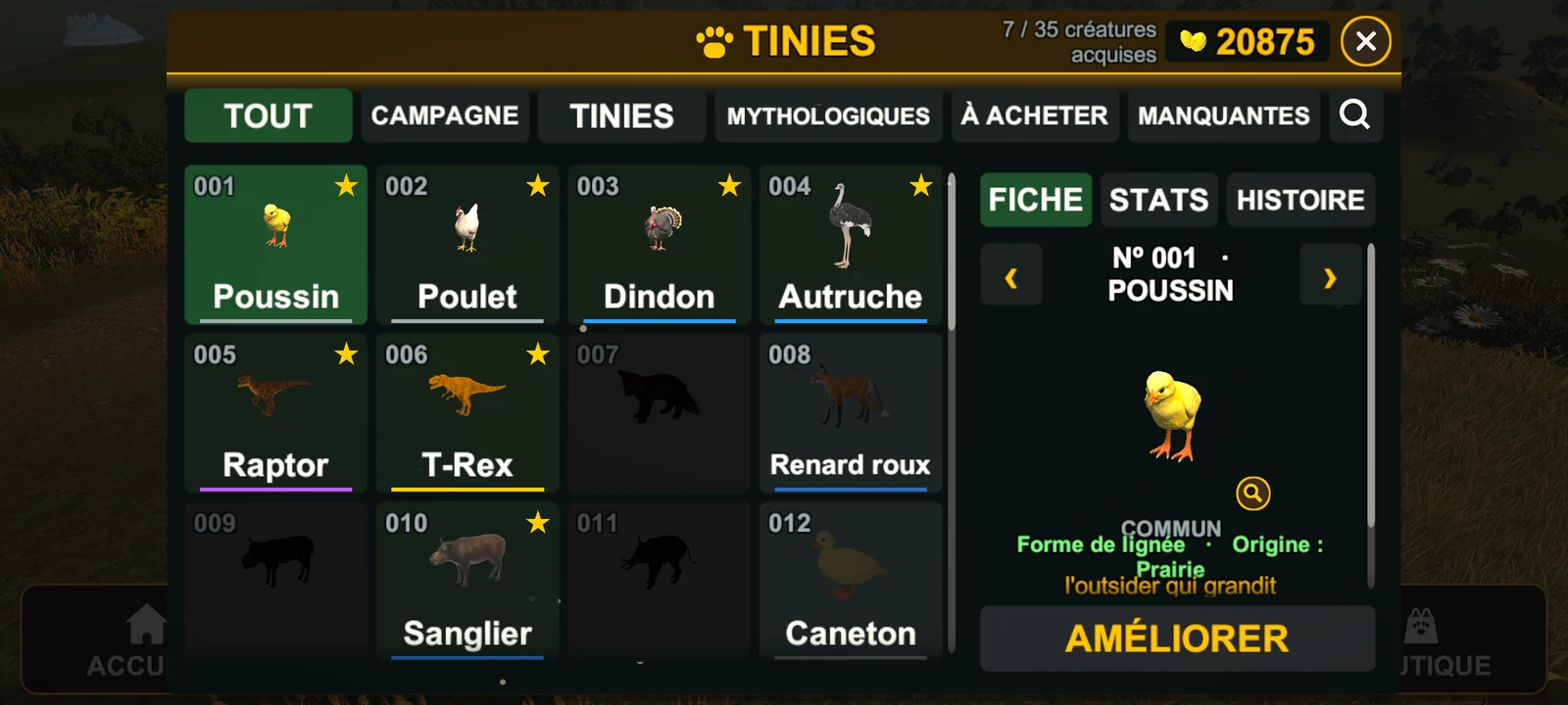 La collection des Tinies, du Poussin au T-Rex